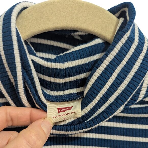 Levi's Ribbed Blue and White Striped Turtleneck - Picture 8 of 10